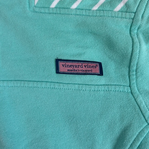 vineyard vines girls pull over, quarter zip. Teal with white accents. - Picture 4 of 4